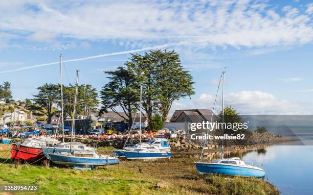 colourful boats at abersoch marina - gwynedd - fotografias e filmes do acervo