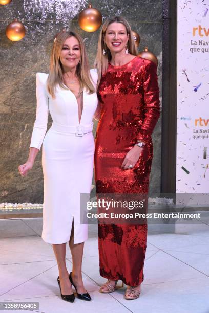 Ana Garcia Obregon and Anne Igartiburu posing at the photocall during the presentation of RTVE's Christmas programming: 'La Navidad que quieres', on...