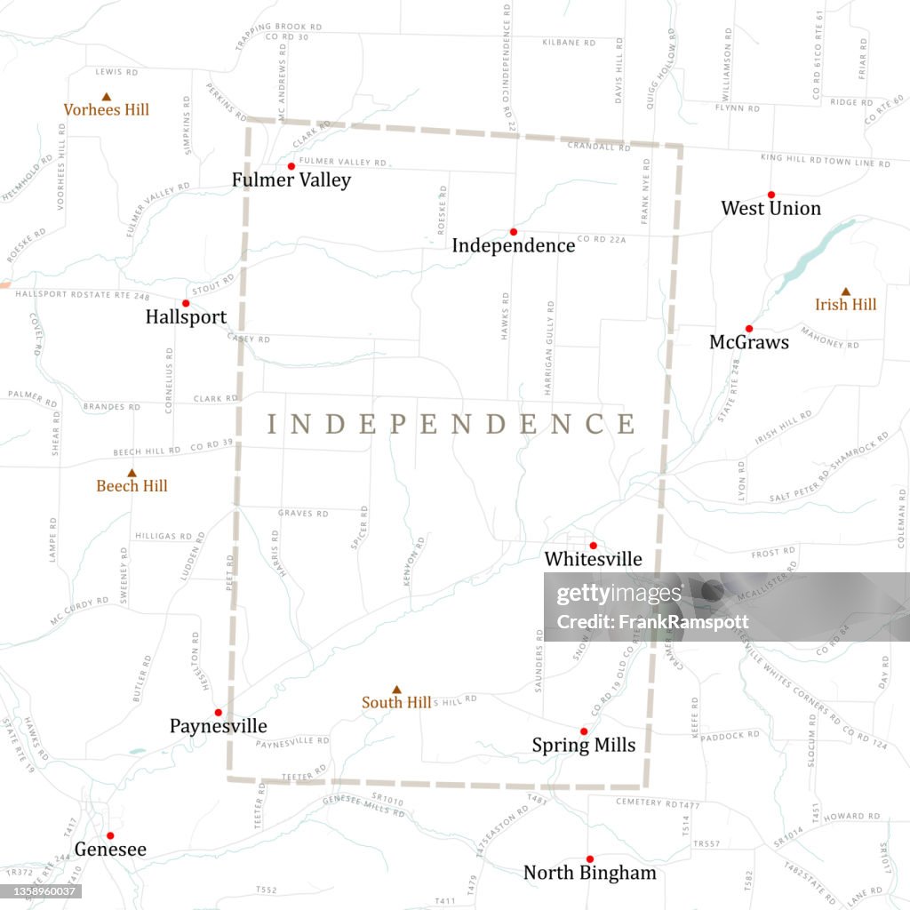 NY Allegany Independence Vector Road Map