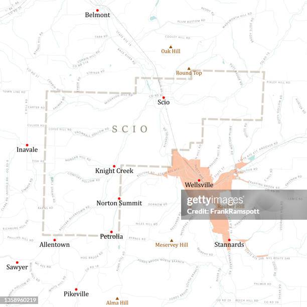 Ny Allegany Scio Vector Road Map, Stockfoto