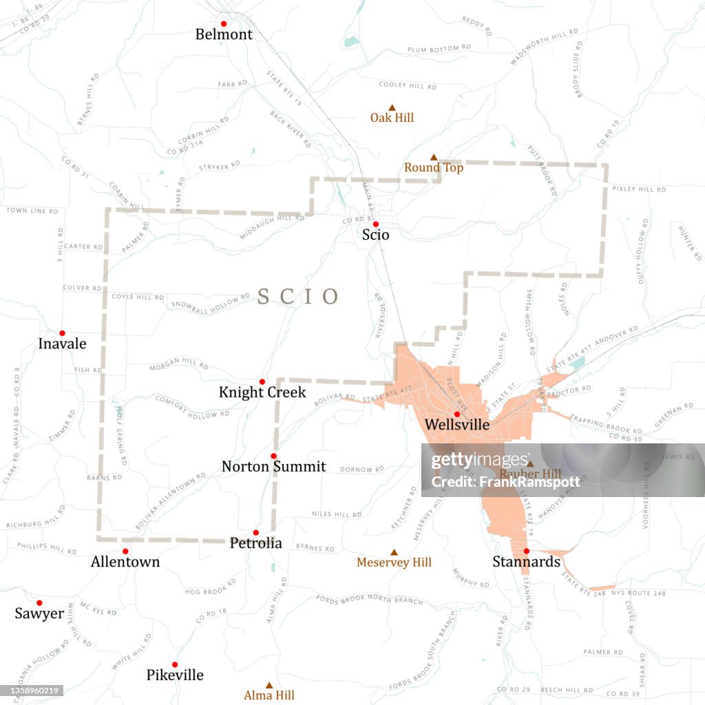 NY Allegany Scio Vector Road Map
