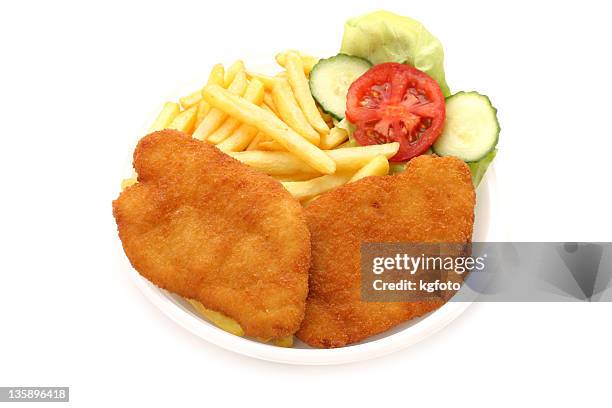 vienna veal schnitzel - schnitzel stock pictures, royalty-free photos & images