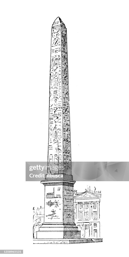 Antique illustration: Luxor obelisk