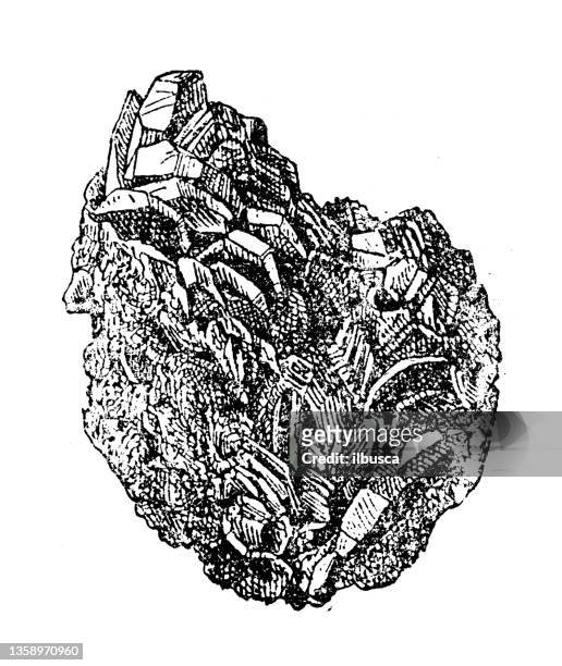 antique illustration: hematite - iron ore stock illustrations