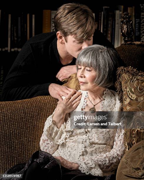 Author Anne Rice and son/author Christopher Rice pose for a portrait on February 25, 2008 at home in Palm Desert, California.