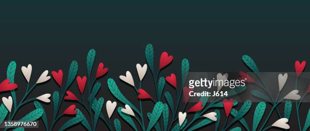 seamless heart shaped flowers border - fantasy border stock illustrations