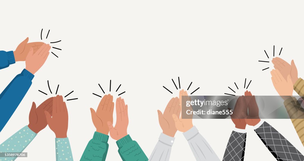 A Crowd Of people Clapping their hands To Congratulate Success Or Cheering