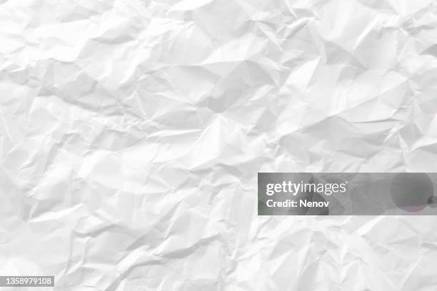 texture of crumpled white paper - paper texture stockfoto's en -beelden