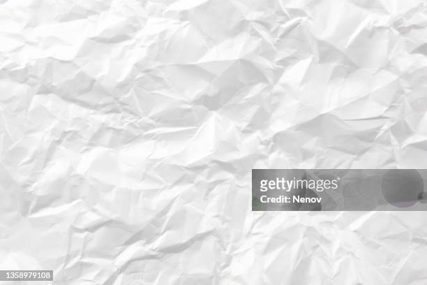 texture of crumpled white paper - papel imagens e fotografias de stock