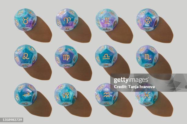 pattern of cubes with zodiac signs. astrology concept - tanja guess stockfoto's en -beelden