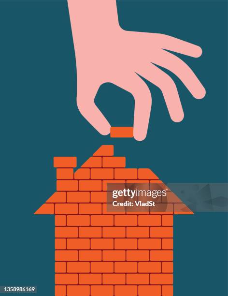 bau eines hauses hausbau hausbesitzer hausbauer konzept - konstruktionszeichnung stock-grafiken, -clipart, -cartoons und -symbole