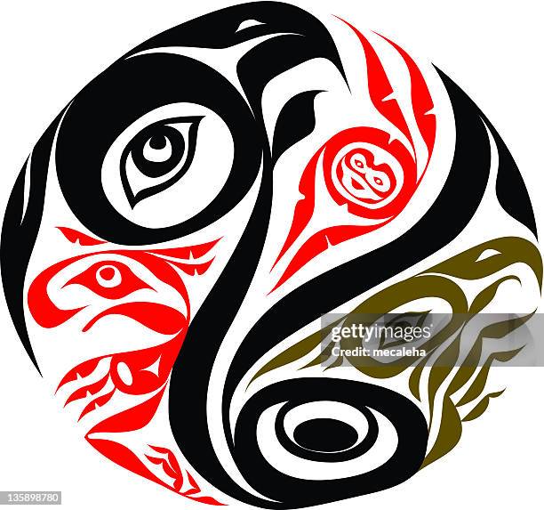 haida circle - native american culture pattern stock illustrations