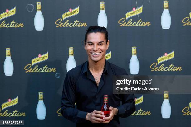 Julio Iglesias Jr presents the new Schweppes Pop Up Store at Santa Barbara Palace on December 14, 2021 in Madrid, Spain.
