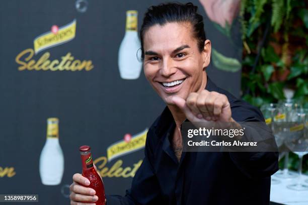 Julio Iglesias Jr presents the new Schweppes Pop Up Store at Santa Barbara Palace on December 14, 2021 in Madrid, Spain.