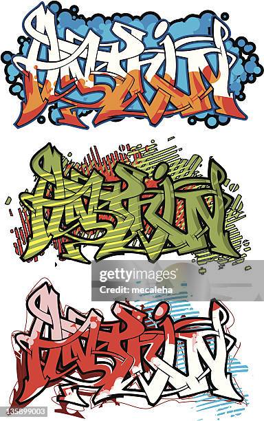 graffiti (vektor - graffiti wall stock-grafiken, -clipart, -cartoons und -symbole