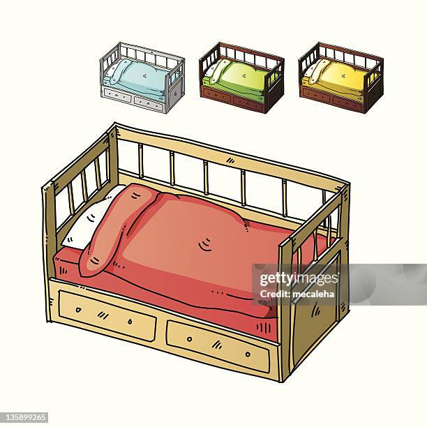 stockillustraties, clipart, cartoons en iconen met bed - eenpersoonsbed