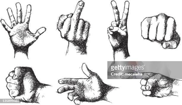 hands sketched (vector) - punching stock illustrations