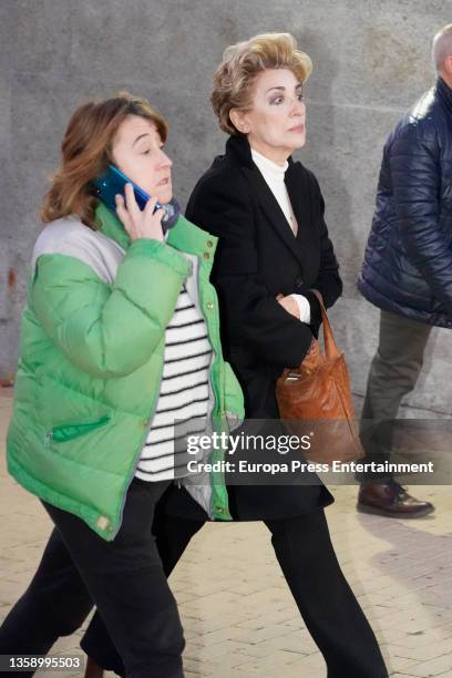 Isabel Ordaz arrives at the San Isidro morgue to say her last goodbye to Veronica Forque, on December 14 in Madrid, Spain.