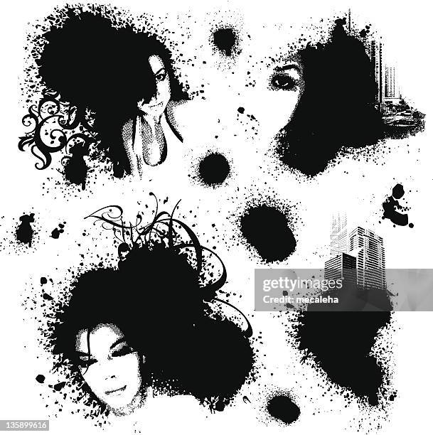 grunge elements - paint dripping face stock illustrations