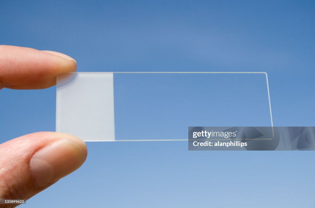 Lâmina de Microscópio com um céu azul fundo