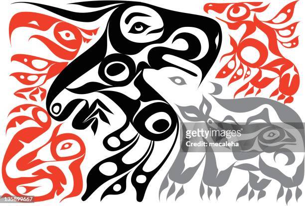 haida-hintergrund - stammeskunst stock-grafiken, -clipart, -cartoons und -symbole