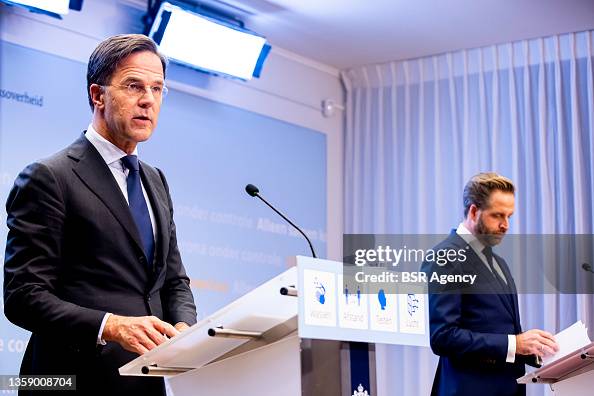 Mark Rutte Press Conference Prime Minister Mark Rutte and Minister Hugo de Jonge of Public Health ...