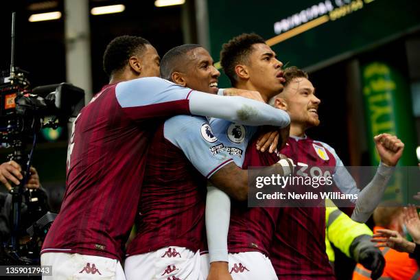 Jacob Ramsey of Aston Villa scores for Aston Villa during the Premier League match between Norwich City and Aston Villa at Carrow Road on December...