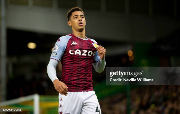 Jacob Ramsey of Aston Villa scores for Aston Villa during the Premier League match between Norwich City and Aston Villa at Carrow Road on December...