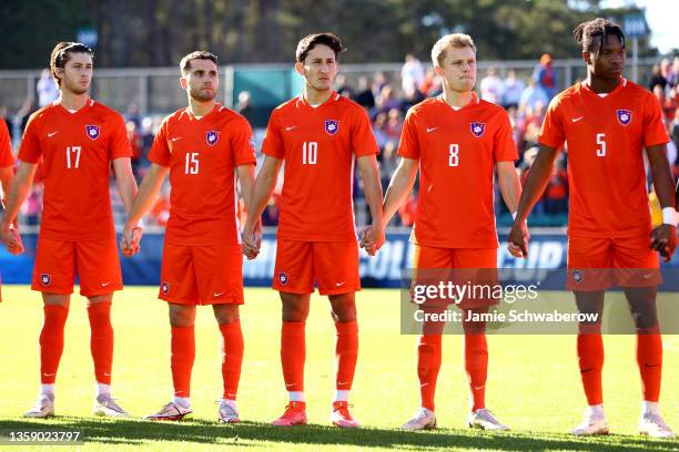 The Clemson Tigers prepare to take on the Washington Huskies during the Division I Men's Soccer Championship held at Sahlen's Stadium at WakeMed...