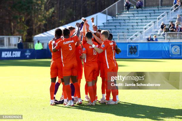 The Clemson Tigers take on the Washington Huskies during the Division I Men's Soccer Championship held at Sahlen's Stadium at WakeMed Soccer Park on...