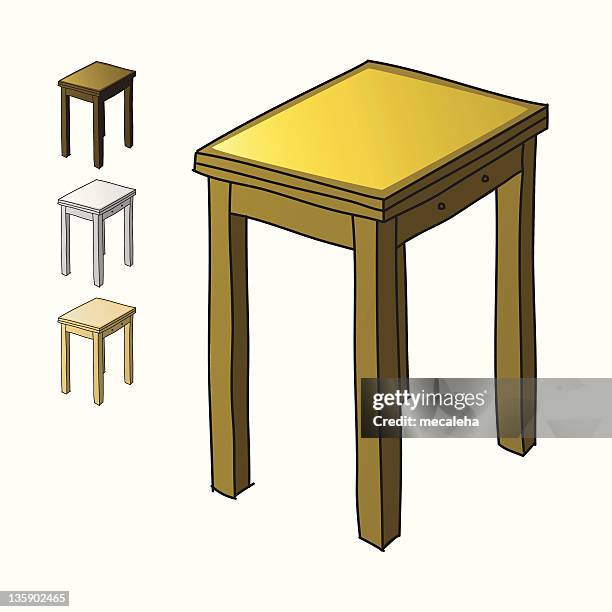 stool - wood stool stock illustrations
