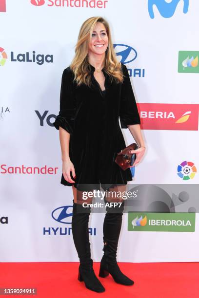 Maria Lopez, field hockey player, attends during the arrival red carpet at the "AS Sports Awards 2021" held at The Westin Palace Hotel on December 14...