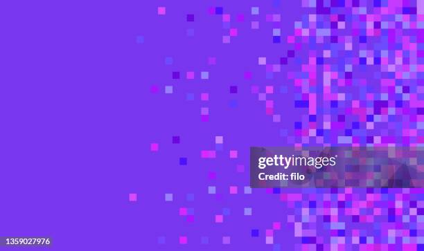 stockillustraties, clipart, cartoons en iconen met purple pixel edge blend abstract background - purple background