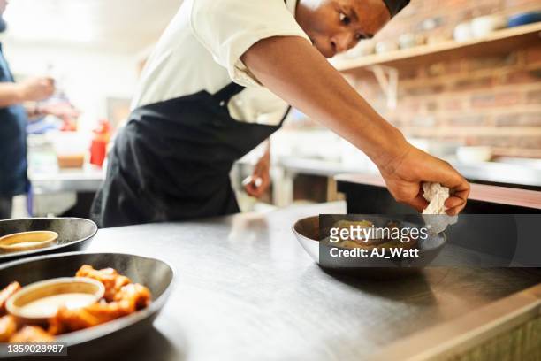 professional chef preparing a meal in restaurant - a plate made of paper stock pictures, royalty-free photos & images
