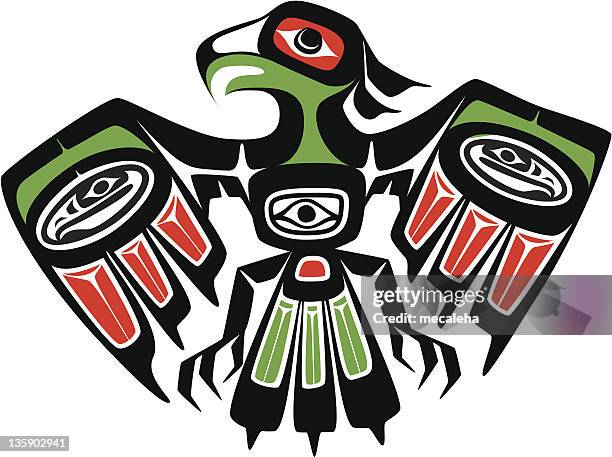 stockillustraties, clipart, cartoons en iconen met eagle - tribal art