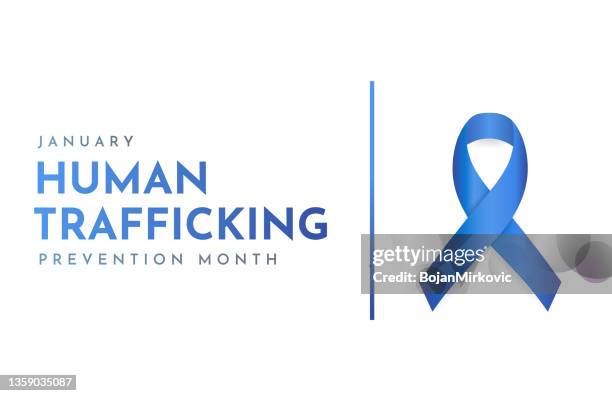 ilustrações, clipart, desenhos animados e ícones de cartão do mês de prevenção ao tráfico humano, janeiro. vetor - símbolo de conscientização social