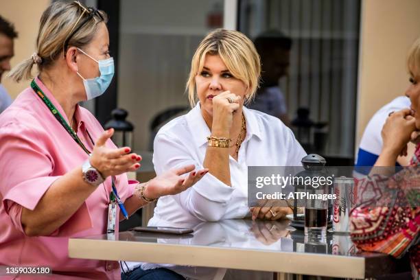 Sabine Kehm, Corinna Schumacher, and friend Nina seen during the Grand Prix Formula 1 of Abu Dhabi, at Yas Marina Circuit on December 12, 2021 in Abu...