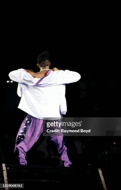 Singer Bobby Brown performs at the Rockford Metro Center in Rockford, Illinois in May 1989.