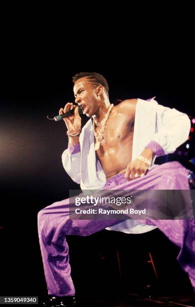 Singer Bobby Brown performs at the Rockford Metro Center in Rockford, Illinois in May 1989.