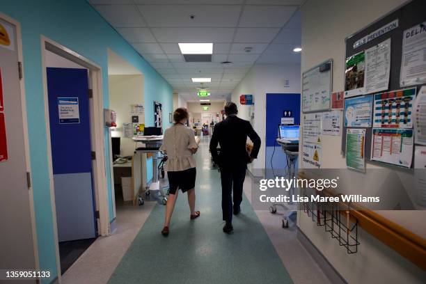 Dr Anthony Byrne, Consultant Respiratory Physician and Lung Specialist and trainee Registrar Jessica Murray move through a corridor during afternoon...