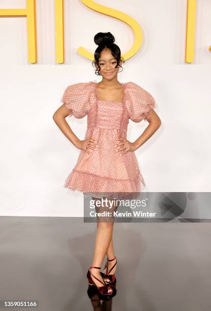 Faithe Herman attends NBC's "This Is Us" Season 6 red carpet at Paramount Pictures Studios on December 14, 2021 in Los Angeles, California.