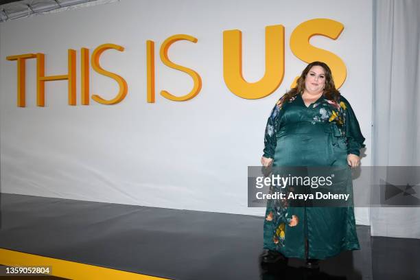 Chrissy Metz attends NBC's "This Is Us" Season 6 red carpet at Paramount Pictures Studios on December 14, 2021 in Los Angeles, California.