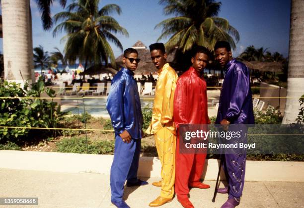 Singers Nate , Shawn , Wanya and Michael of Boyz II Men poses for photos during 'Motown Soul By The Sea II' at the Wyndham Rose Hall Resort in...