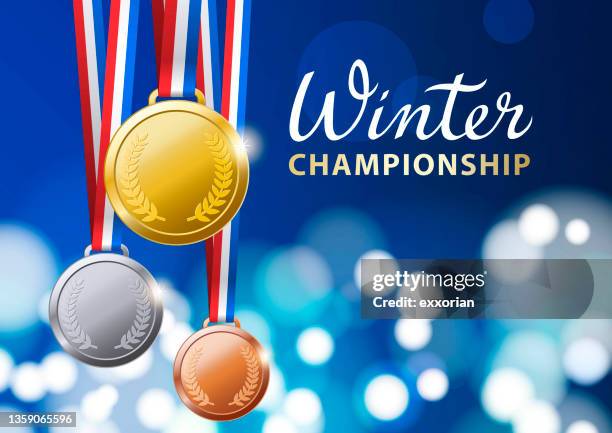 winter championship medals - bronze medal stock illustrations