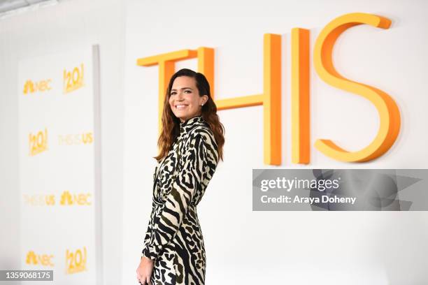 Mandy Moore attends NBC's "This Is Us" Season 6 red carpet at Paramount Pictures Studios on December 14, 2021 in Los Angeles, California.