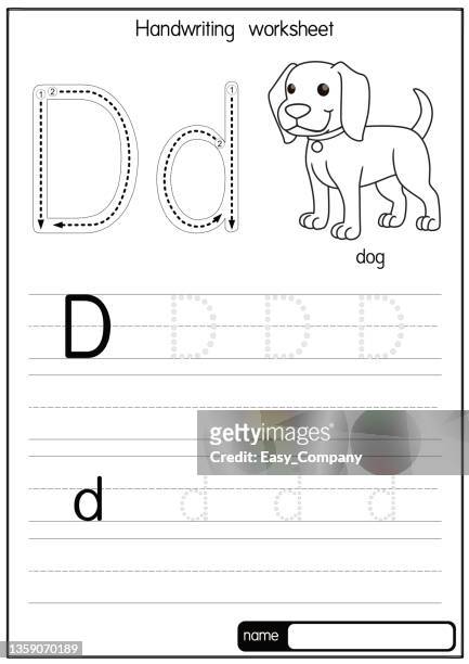 ilustraciones, imágenes clip art, dibujos animados e iconos de stock de ilustración vectorial de perro con letra del alfabeto d mayúscula o mayúscula para niños aprendizaje práctica abc - husky