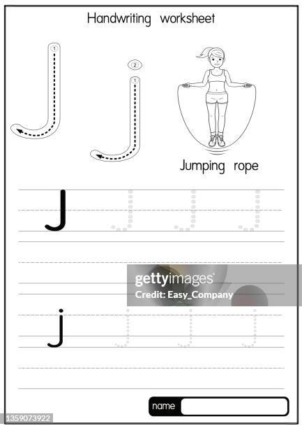 vector illustration of jumping rope with alphabet letter j upper case or capital letter for children learning practice abc - school gymnasium stock illustrations