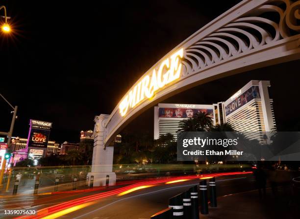 An exterior view shows The Mirage Hotel & Casino on December 14, 2021 in Las Vegas, Nevada. MGM Resorts International has agreed to sell the Las...