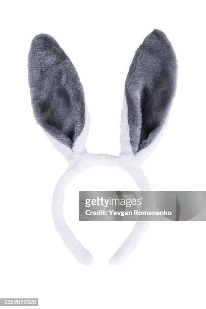 bunny headband isolated on white background - headband stock-fotos und bilder