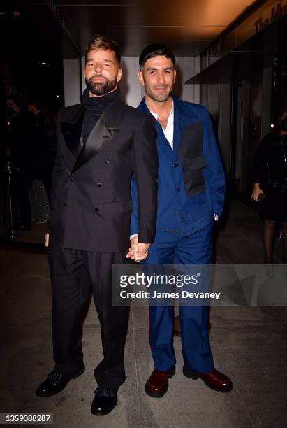 Ricky Martin and Jwan Yosef arrive at the Museum of Modern Art Film Benefit presented by CHANEL at the Museum of Modern Art on December 14, 2021 in...